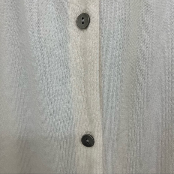 J.Jill Wearever Collection Cream V Neck Short Sleeve Cardigan Sweater - Picture 3 of 8